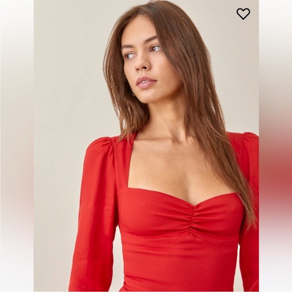 NEW Reformation Claudio Dress Cherry Red Size 6 Sweetheart Open Back NWT - Picture 4 of 13